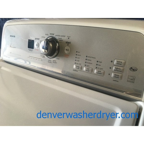27″ HE Maytag Bravos-X Series Top-Load Washer, 1-Year Warranty