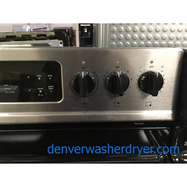 Beautiful Free-Standing Frigidaire Stainless Glass-Top Range, 5 Burners, Warm Zone, Self-Cleaning, Quality Refurbished, 1-Year Warranty!