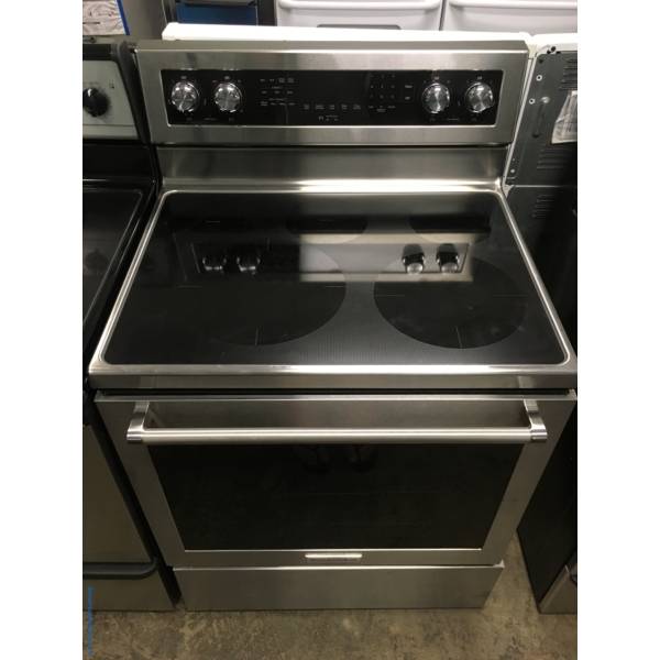 NEW! Scratch/Dent Stainless KitchenAid Range, Glass-Top, 5 Burners, Warm Zone, Convection Oven, Self-Cleaning, 1-Year Warranty!