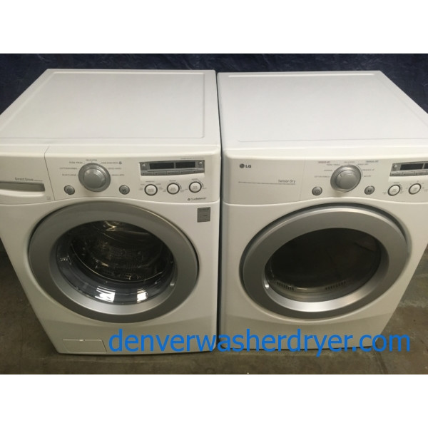 Quality Refurbished LG HE 27″ Stackable Front-Load ENERGY STAR Washer & Electric Dryer Set, 1-Year Warranty