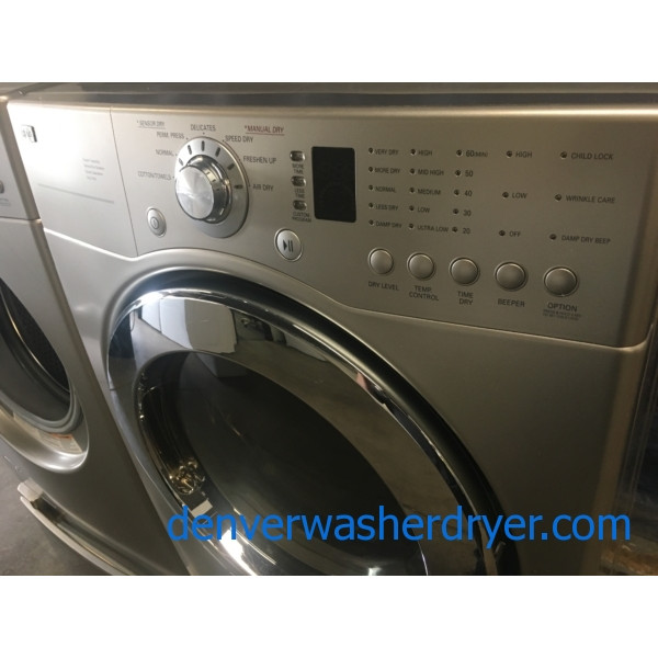Quality Refurbished 27″ LG Front-Load Stackable Direct-Drive Washer & Electric Dryer Set w/Pedestals, 1-Year Warranty
