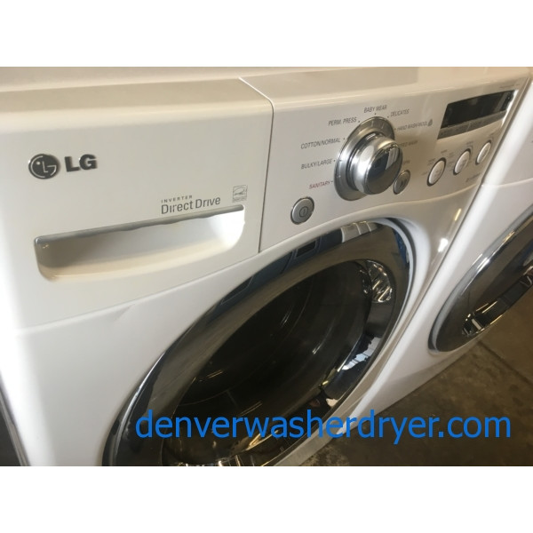 Quality Refurbished 27″ LG Front-Load Stackable Direct-Drive Washer w/Sanitary & Electric Dryer Set, 1-Year Warranty