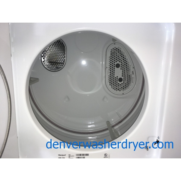 BRAND-NEW Whirlpool 24″ Heavy-Duty Stacked Laundry Center w/Direct-Drive Washer & Electric (220v) Dryer, 1-Year Warranty