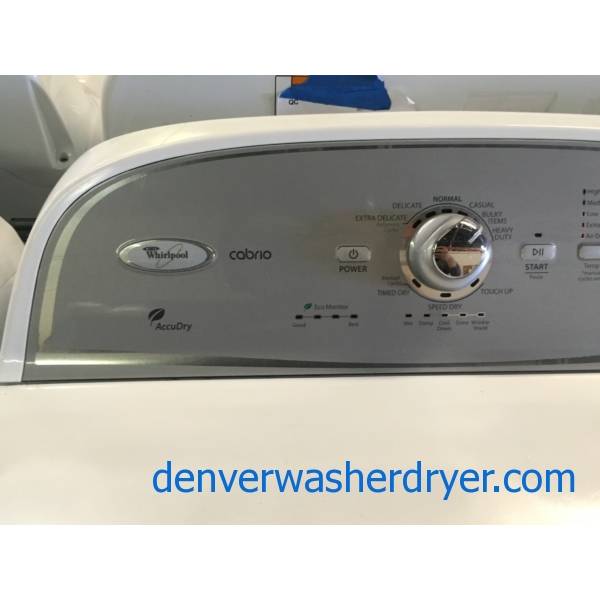 Whirlpool Cabrio HE Washer and Dryer Set, Energy-Star Rated, Wash-Plate Style, Wrinkle Shield, Auto-Load Sensing, PreSoak and Extra-Rinse Options, Quality Refurbished, 1-Year Warranty!