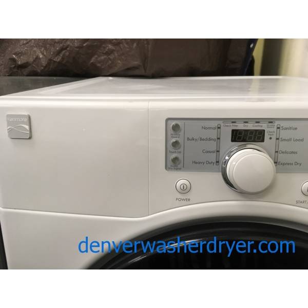 Kenmore White Front-Load Dryer, Electric, Heavy-Duty and Sanitize Cycles, Wrinkle Guard and Touch Up Options, Quality Refurbished, 1-Year Warranty!