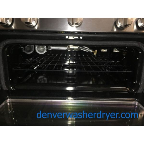 BRAND-NEW 30″ GE Profile Stainless (6.8 Cu. Ft.) Double-Oven *GAS* Range w/Self Cleaning Convection Oven, 1-Year Warranty