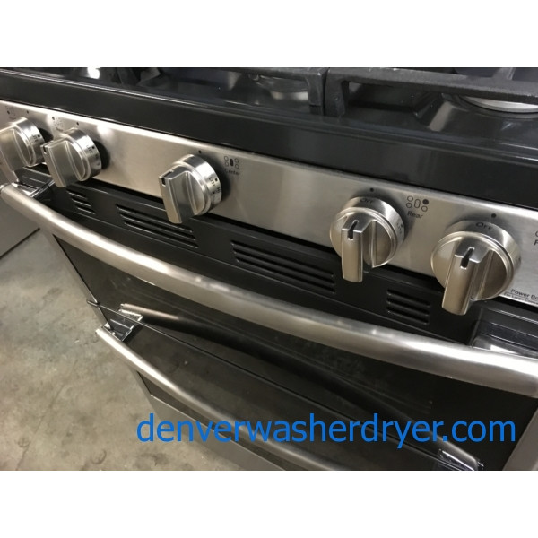 BRAND-NEW 30″ GE Profile Stainless (6.8 Cu. Ft.) Double-Oven *GAS* Range w/Self Cleaning Convection Oven, 1-Year Warranty
