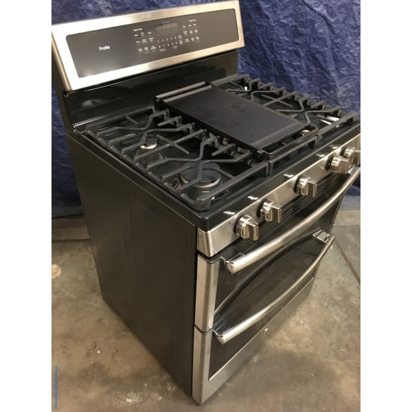 BRAND-NEW 30″ GE Profile Stainless (6.8 Cu. Ft.) Double-Oven *GAS* Range w/Self Cleaning Convection Oven, 1-Year Warranty