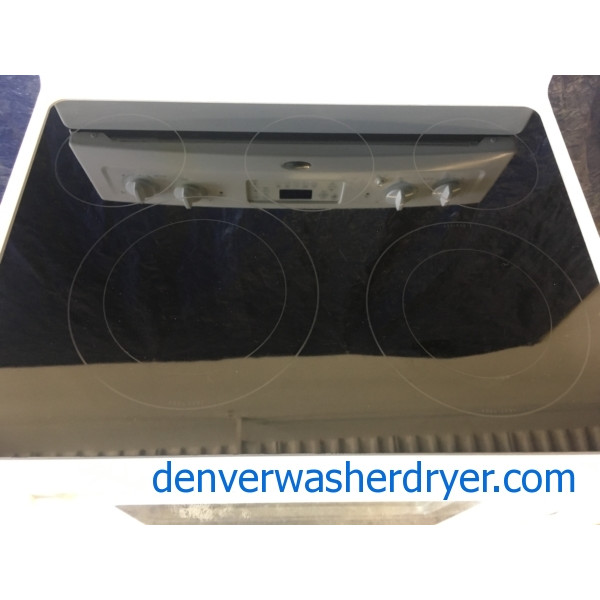 30" FreeStanding White Whirlpool SelfCleaning GlassTop Electric