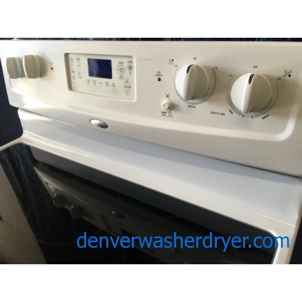 30″ Free-Standing White Whirlpool Self-Cleaning Glass-Top Electric Range w/Accu-Bake, 1-Year Warranty