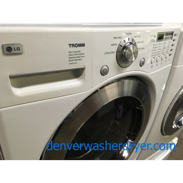 27″ Quality Refurbished LG HE Front-Load Stackable Direct-Drive Washer & Electric Dryer, 1-Year Warranty