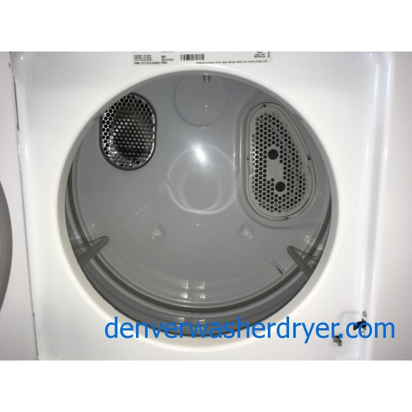 24″ Quality Refurbished Heavy-Duty Whirlpool Thin-Twin Direct-Drive Electric Laundry Center, 1-Year Warranty