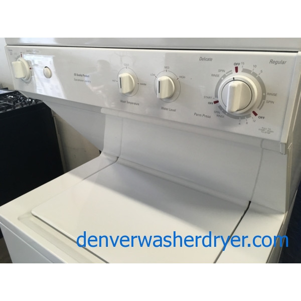 27″ Quality Refurbished GE Heavy-Duty Electric Unitized Space-Maker Washer/Dryer, 1-Year Warranty