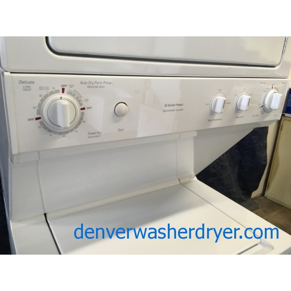 27″ Quality Refurbished GE Heavy-Duty Electric Unitized Space-Maker Washer/Dryer, 1-Year Warranty