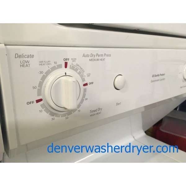 27″ GE Unitized Space-Maker Washer & Electric Dryer, 1-Year Warranty