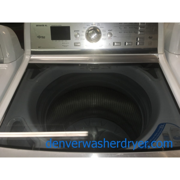 Maytag Bravos 28" XL HE TopLoad Washer & HE Electric Dryer w/Sensor