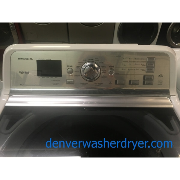 Maytag Bravos 28″ X-L HE Top-Load Washer & HE Electric Dryer w/Sensor-Dry, 1-Year Warranty