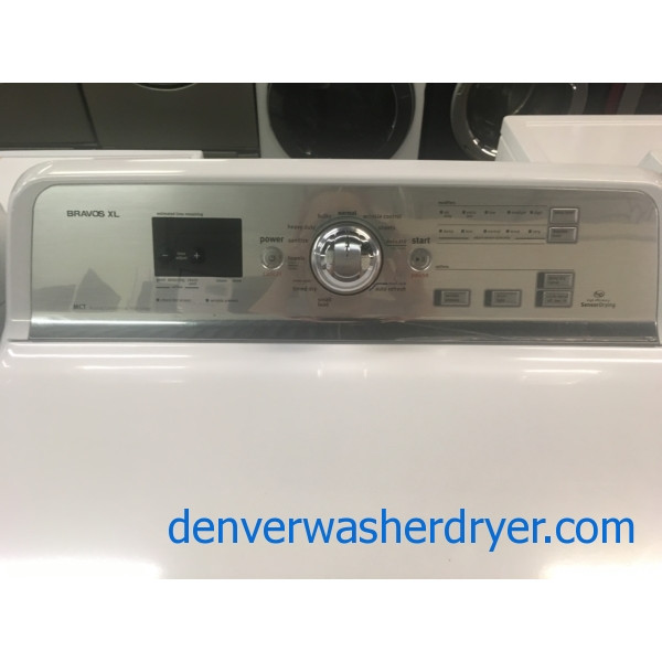 Maytag Bravos 28″ X-L HE Top-Load Washer & HE Electric Dryer w/Sensor-Dry, 1-Year Warranty