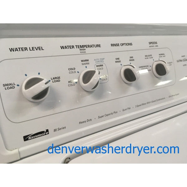 Heavy-Duty Kenmore Top-Load Washer w/Agitator & Electric Dryer, 1-Year Warranty