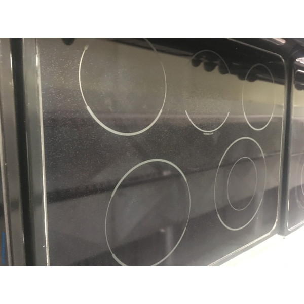 30″ Black GE Electric 4-Burner Glass-Top Stove|Oven, 1-Year Warranty