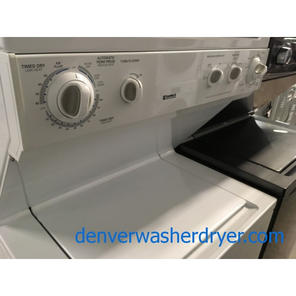 27″ Kenmore Stackable (Unitized) Full-Sized Washer, Electric Dryer, Combo, Quality Refurbished, 1-Year Warranty