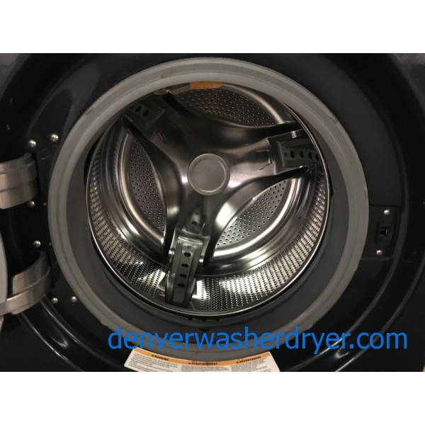 Front-Load Stackable LG Washer/Dryer Set, Electric, Navy Blue, Energy Star, Direct-Drive, Steam/Sanitary Cycles, 1-Year Warranty