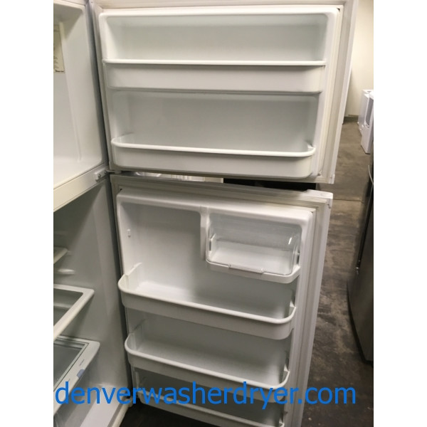 Used 18 cu. ft. Magic Chef Refrigerator, Glass Shelves, Top Mount, Clean, Cold, 1-Year Warranty!