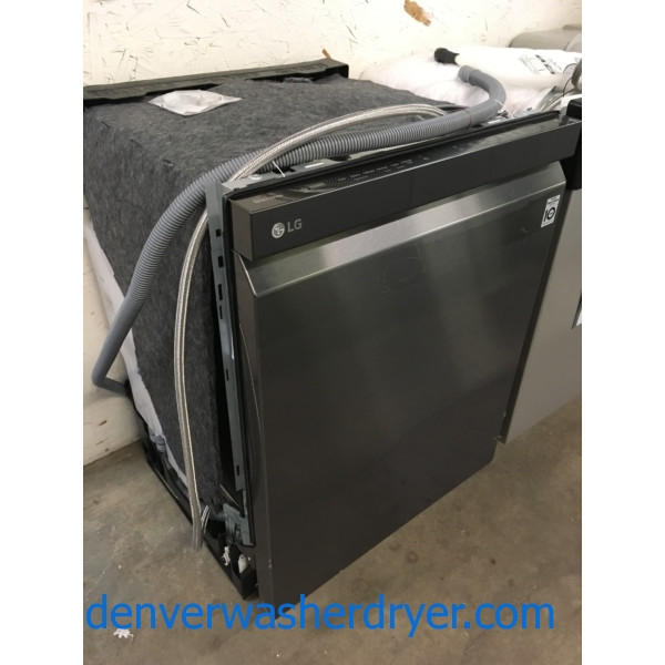 Brand-New Dishwasher, LG Black Stainless Steel Top Control, QuadWash, 24″, Wi-Fi Enabled, Energy Star