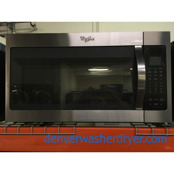 NEW! Whirlpool Stainless Steel 1.9 cu. ft. Over the Range Microwave, Fingerprint Resistant, Sensor Cooking, 1-Year Warranty