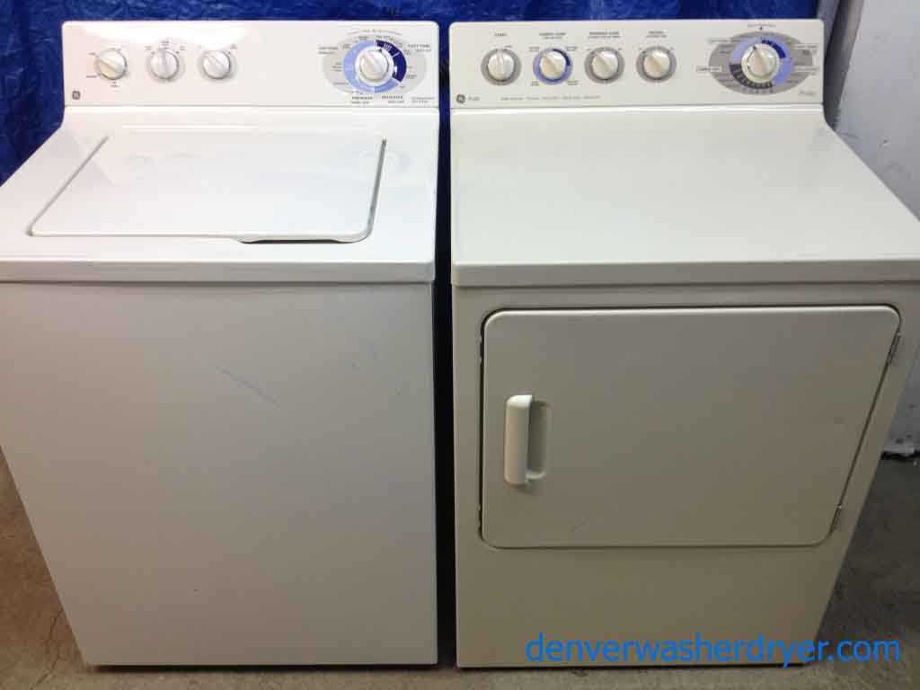 GE Washer/Dryer, beige/almond color