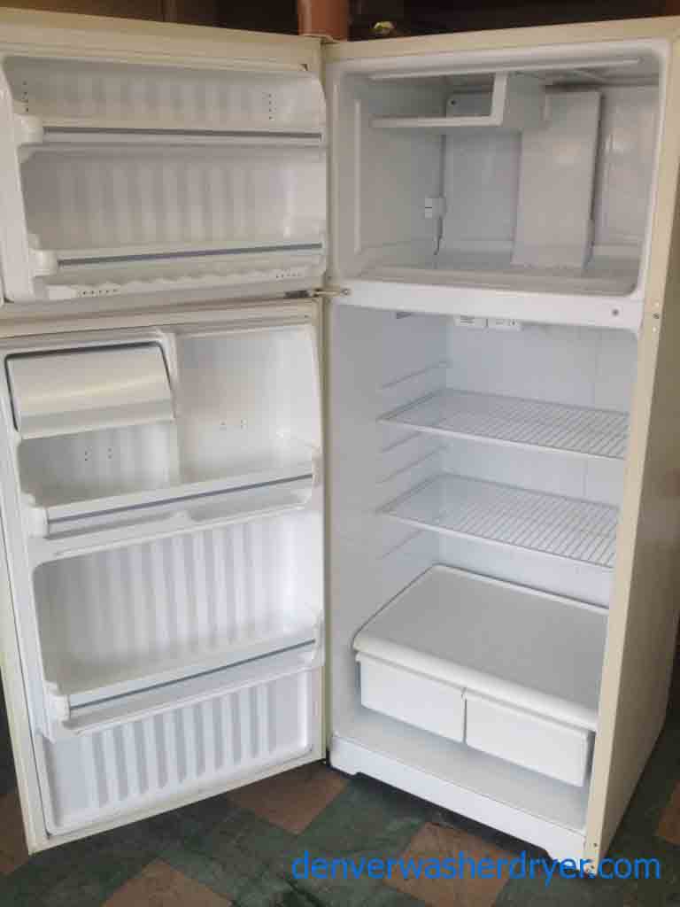 Beige 16 Cubic Foot GE Refrigerator