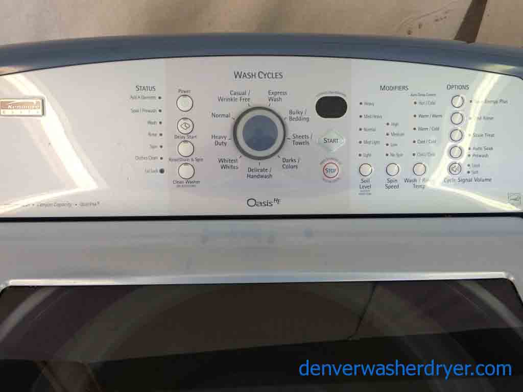 Kenmore Elite Oasis Washer/Dryer Set, Canyon Capacity, Super High End, Blue