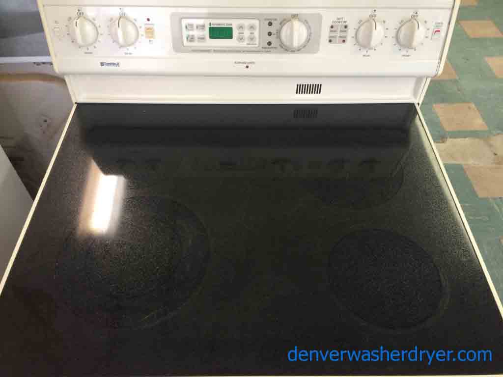 Almond Color 30″ Glass Top Stove, Kenmore, Electric