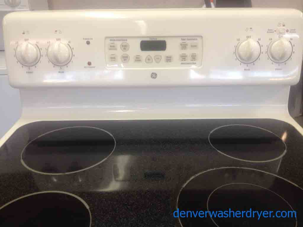 White 4-Burner GE Glass Top Stove!