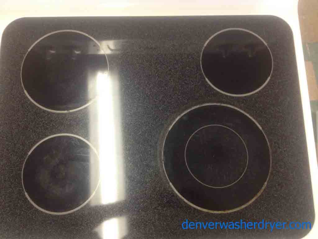 White 4-Burner GE Glass Top Stove!