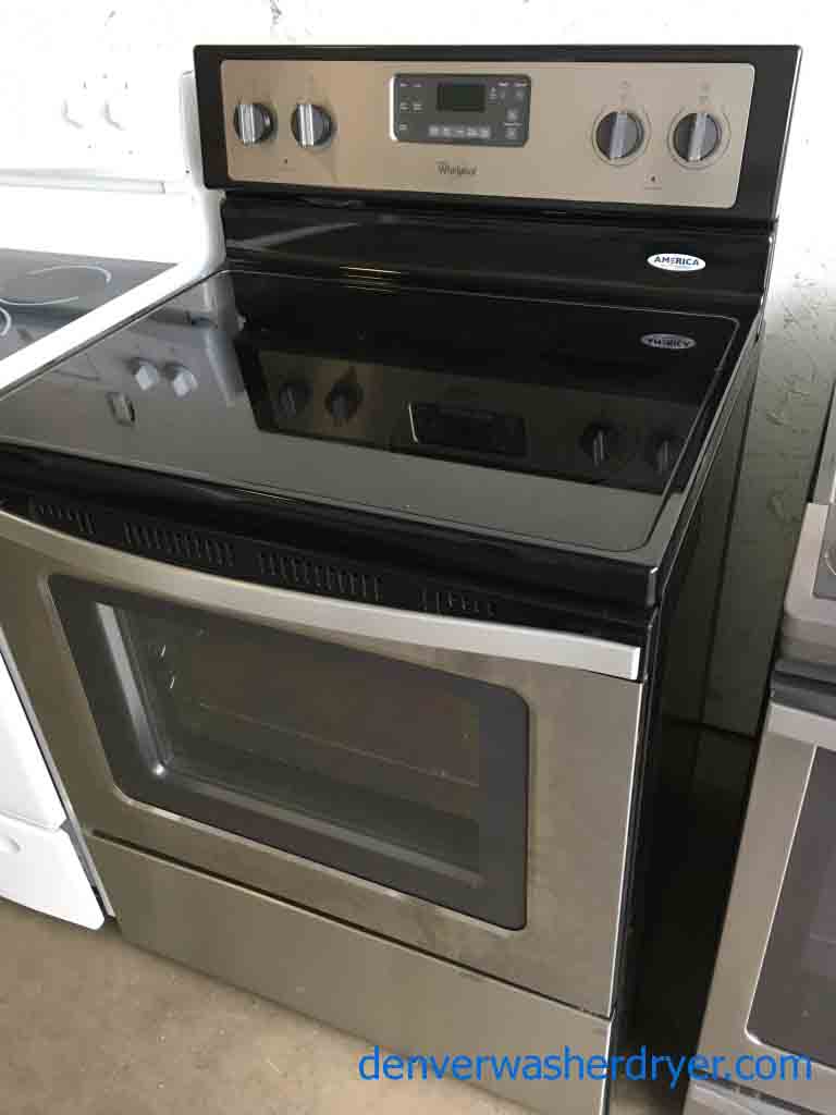 Black/Stainless Whirlpool Electric Stove! Steam!