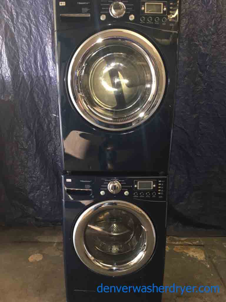 Wonderful Navy Blue True Steam LG Tromm Washer Dryer Set!