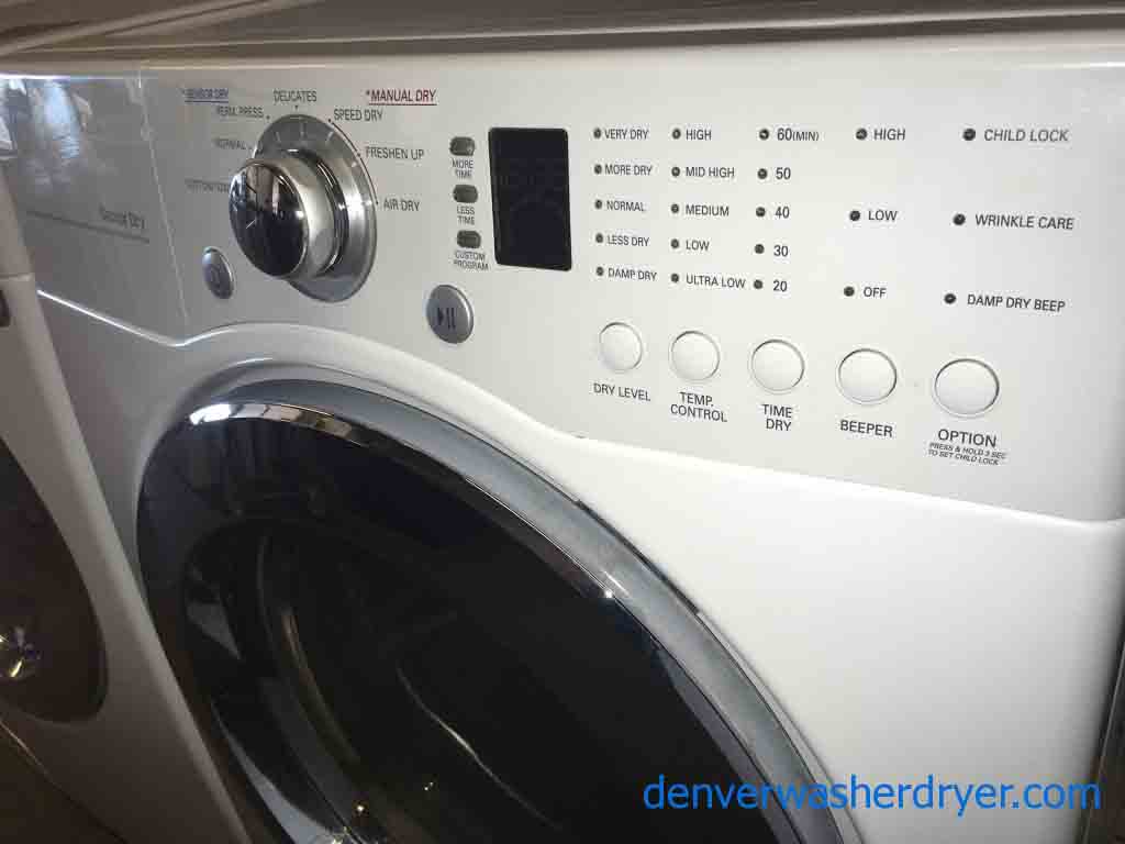 Clean LG Front-Load Washer and Matching Dryer, Stackable, 220v