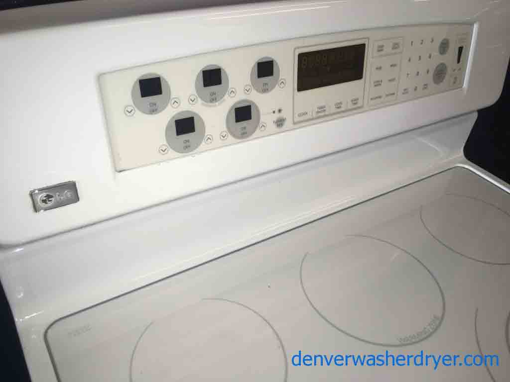 White LG Convection Oven, Glass Top Range, 5-Burner, Warming Drawer