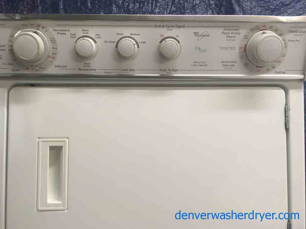 Terrific 27″ Whirlpool Thin-Twin Stacked Direct-Drive Washer Dryer Combo!