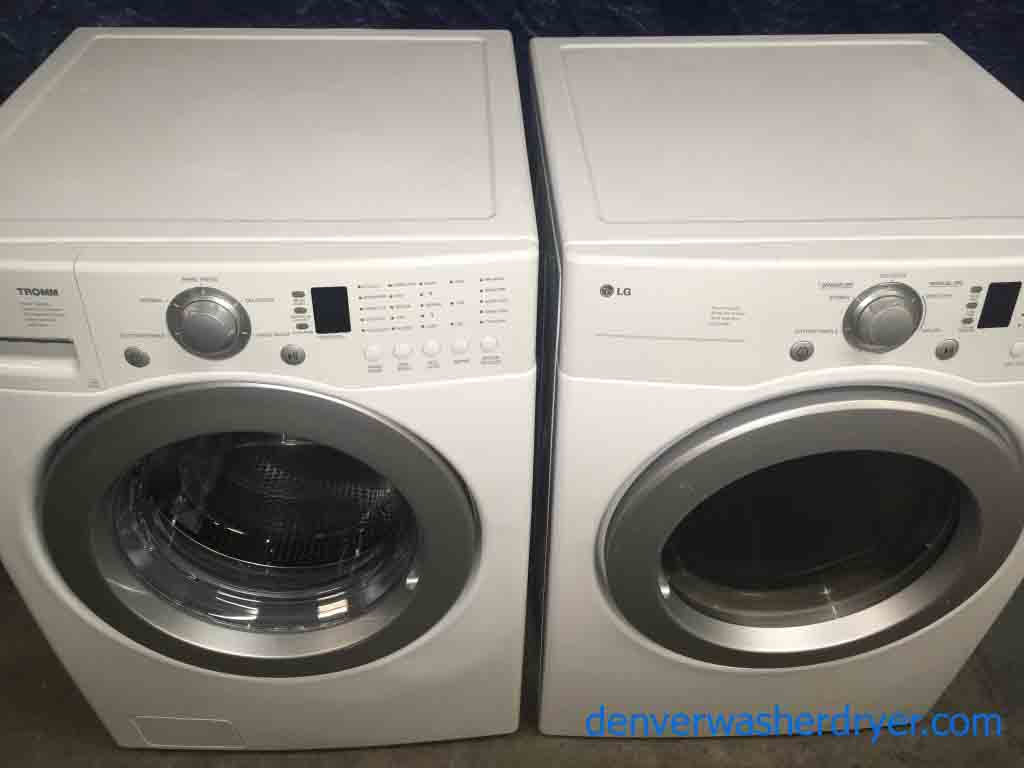 HE White LG Front-loading Washer and Dryer