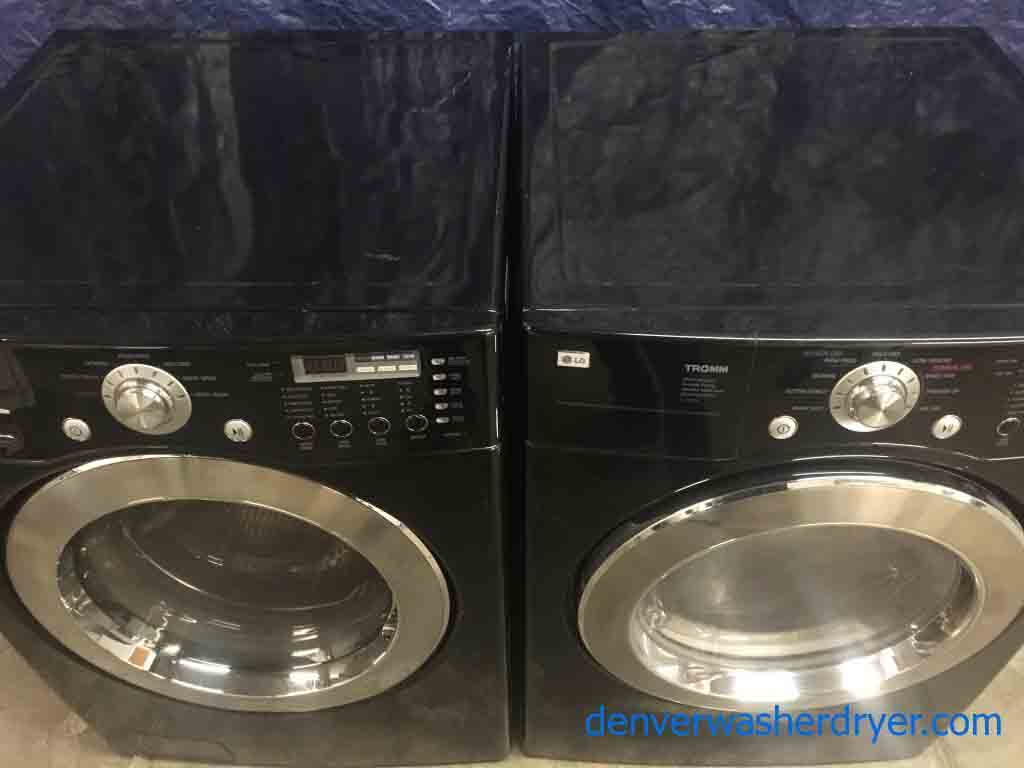 Beautiful Black LG Tromm High Efficiency Stackable Front-Load Laundry Set