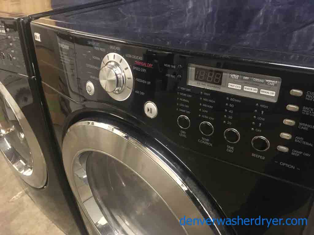 Beautiful Black LG Tromm High Efficiency Stackable Front-Load Laundry Set