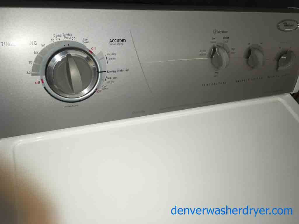 Silver and White Whirlpool Electric Dryer