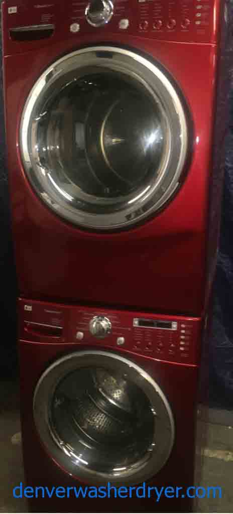 Perfect Red LG Tromm Front-load Washer with Steam Dryer Set