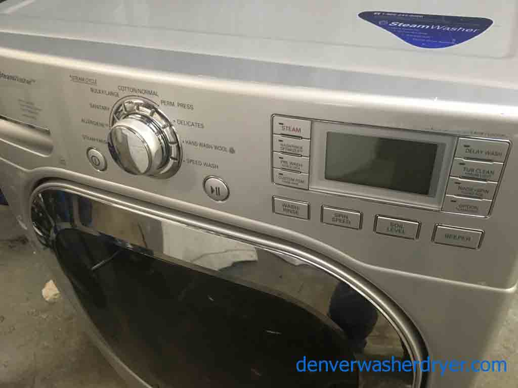 Shiny Silver Steam LG Tromm Front-Loading Washer!