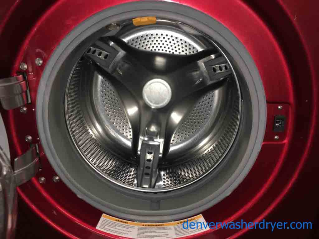 Red LG Front Load Stackable Washer and Dryer Set, 220v, Steam