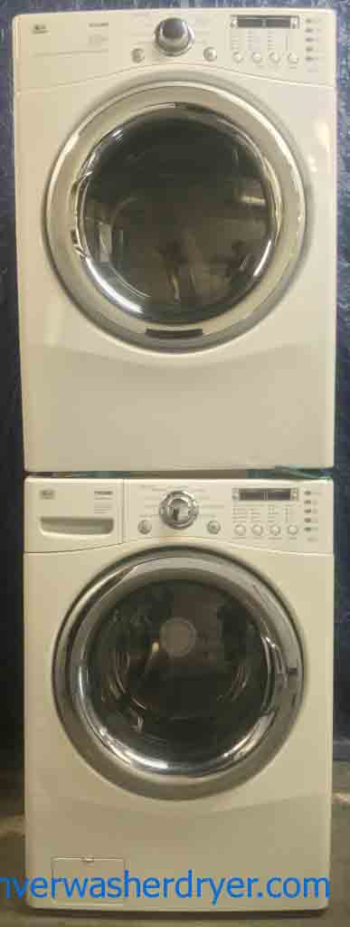 White LG Stackable Front Load Washer and Dryer