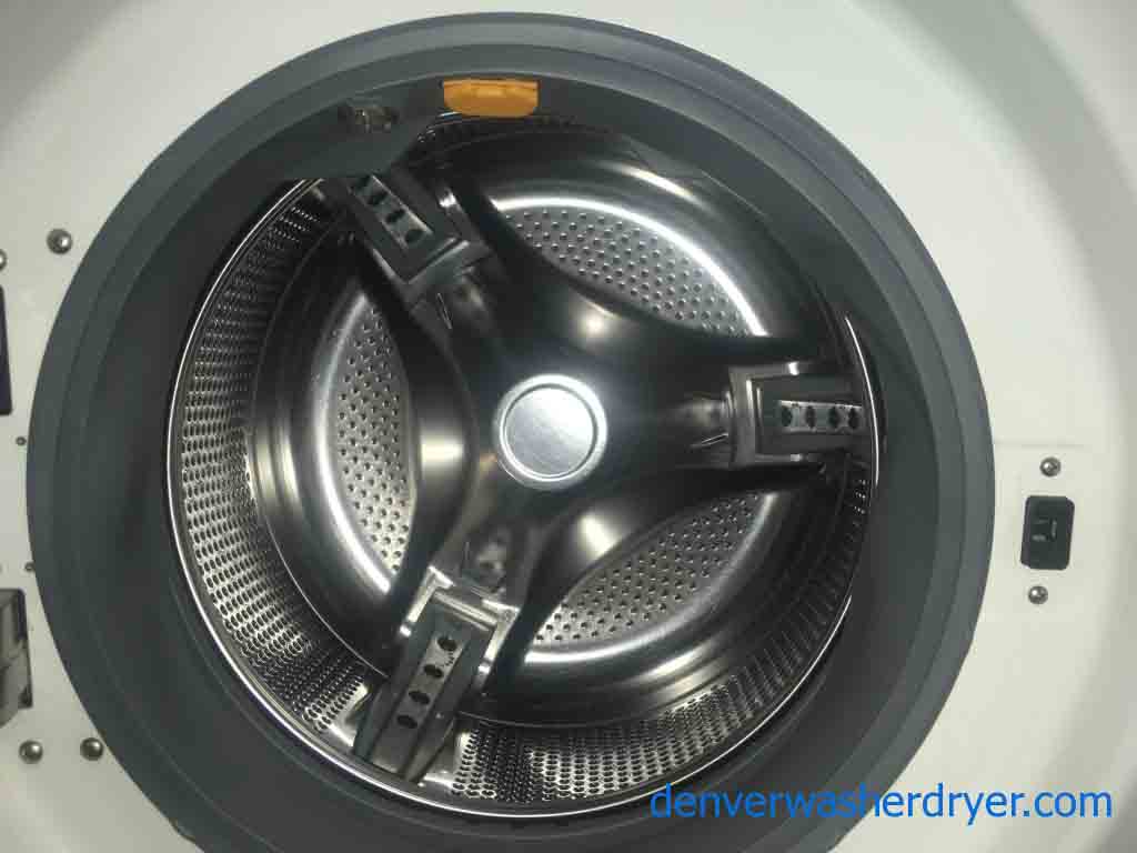 White LG Stackable Front Load Washer and Dryer