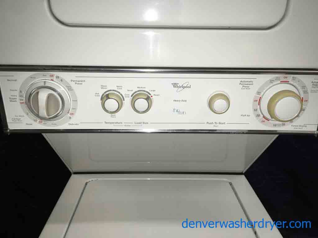 24″ Stackable Whirlpool Direct-Drive Laundry Center, 220v